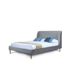 Stege Velvet Queen Bed - Grey