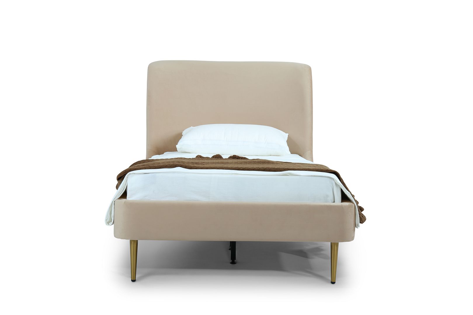 Stege Twin Bed - Taupe with Gold Legs