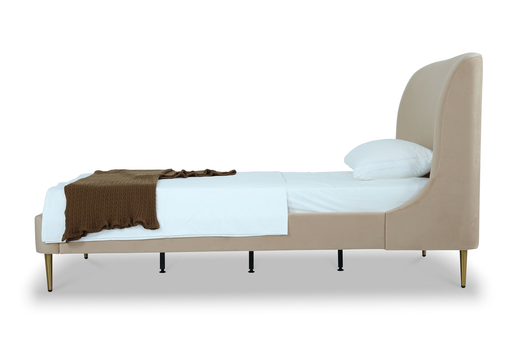 Stege Twin Bed - Taupe with Gold Legs