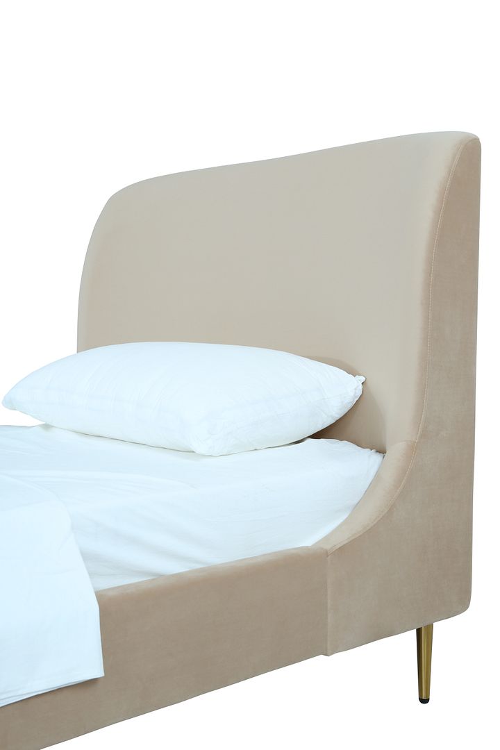 Stege Twin Bed - Taupe with Gold Legs