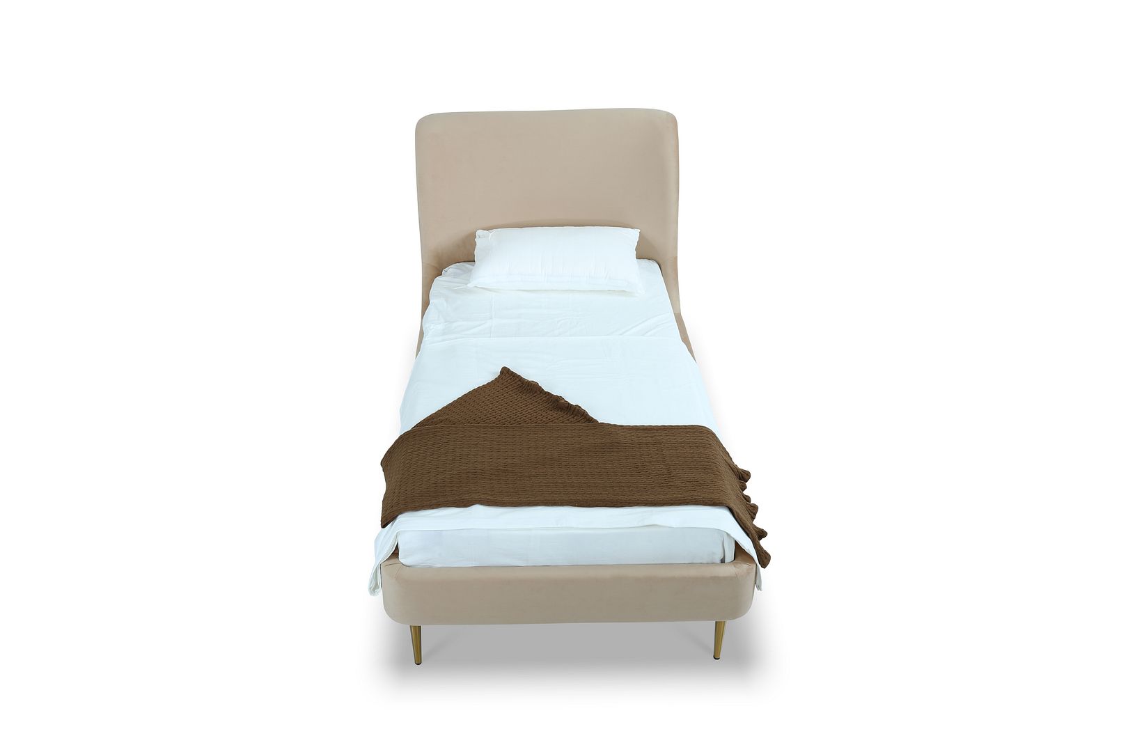 Stege Twin Bed - Taupe with Gold Legs