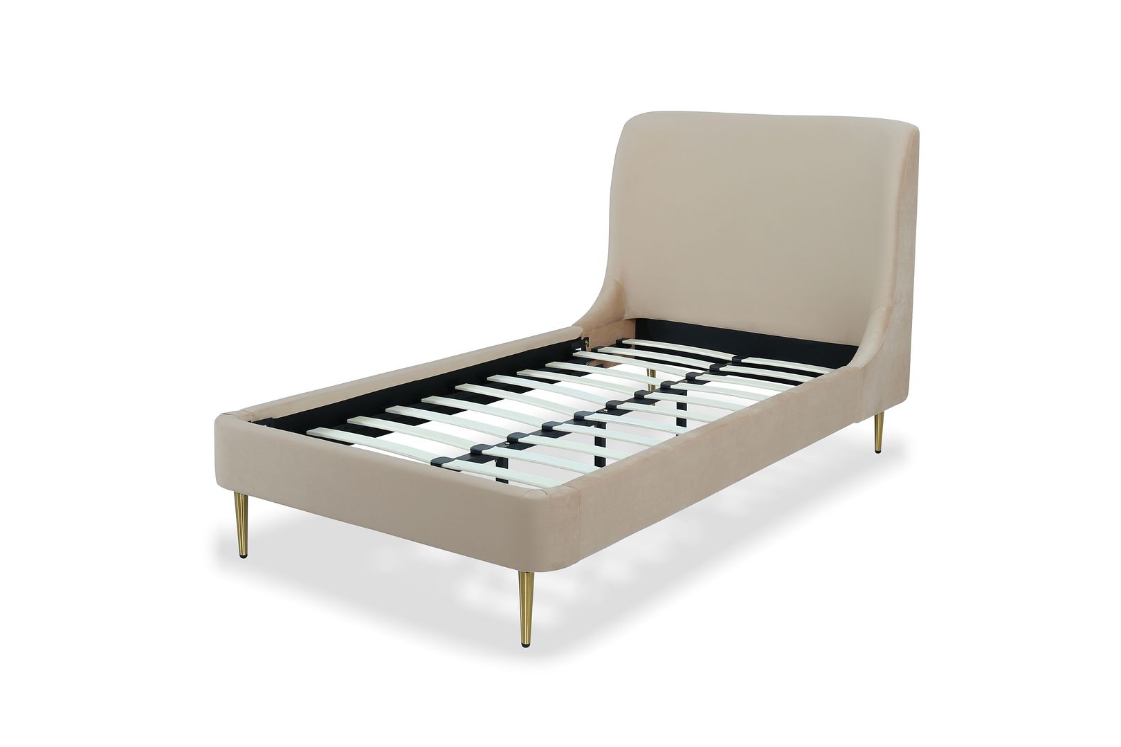 Stege Twin Bed - Taupe with Gold Legs