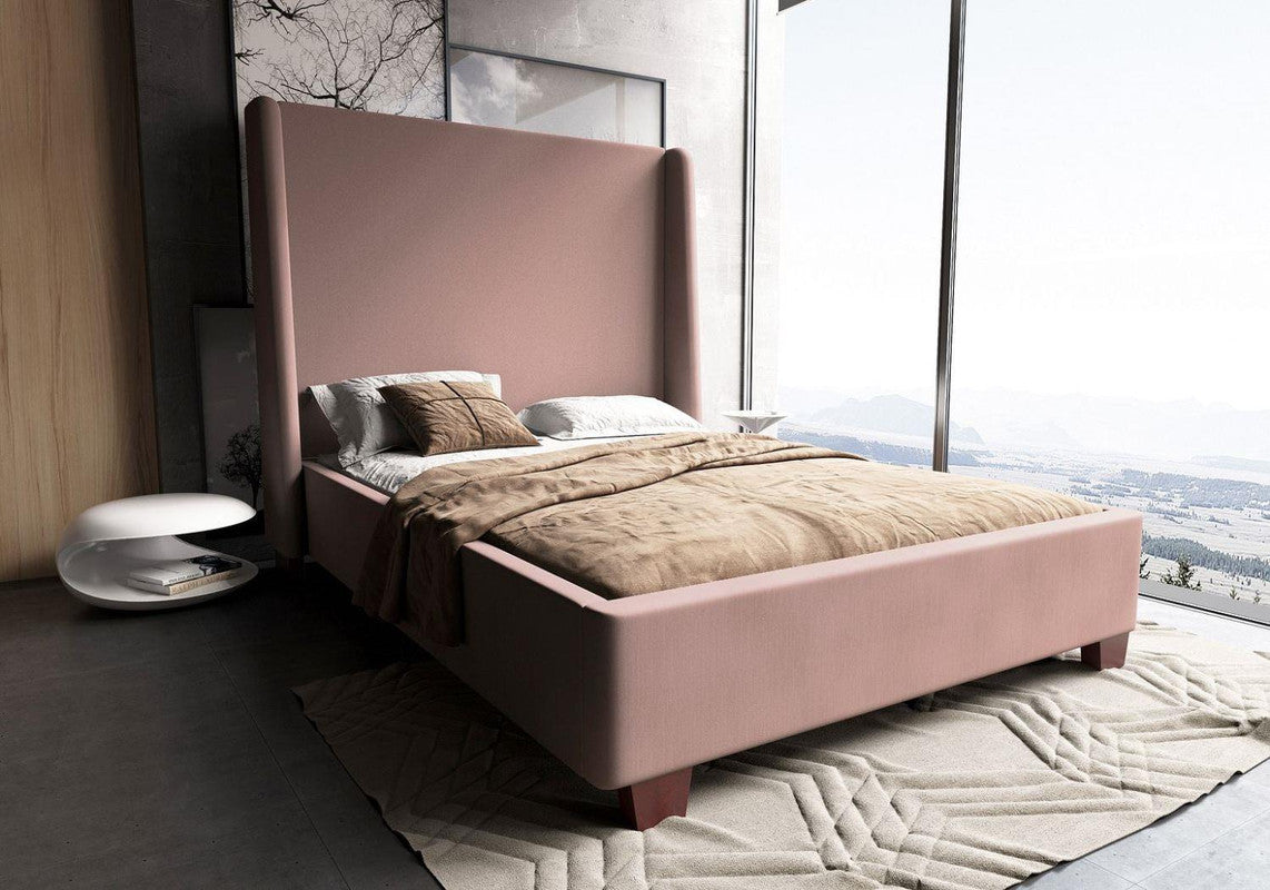 Osh Velvet Queen Bed - Blush