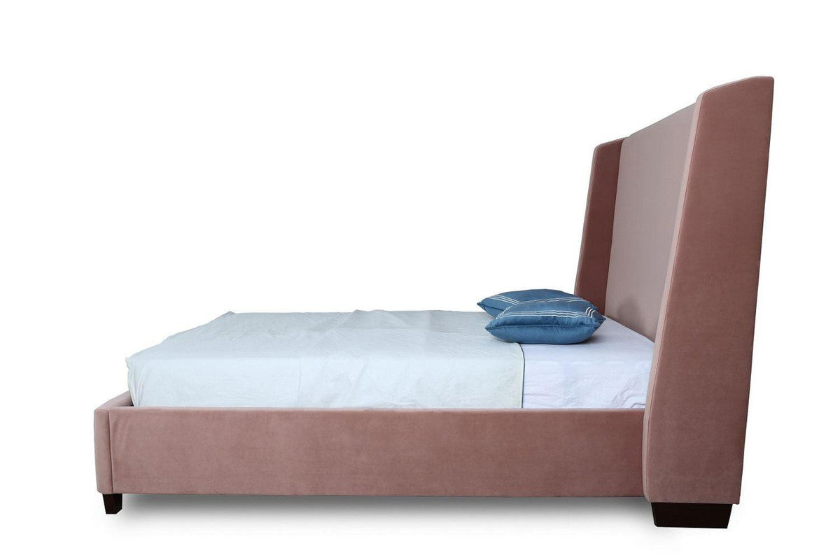 Osh Velvet Queen Bed - Blush
