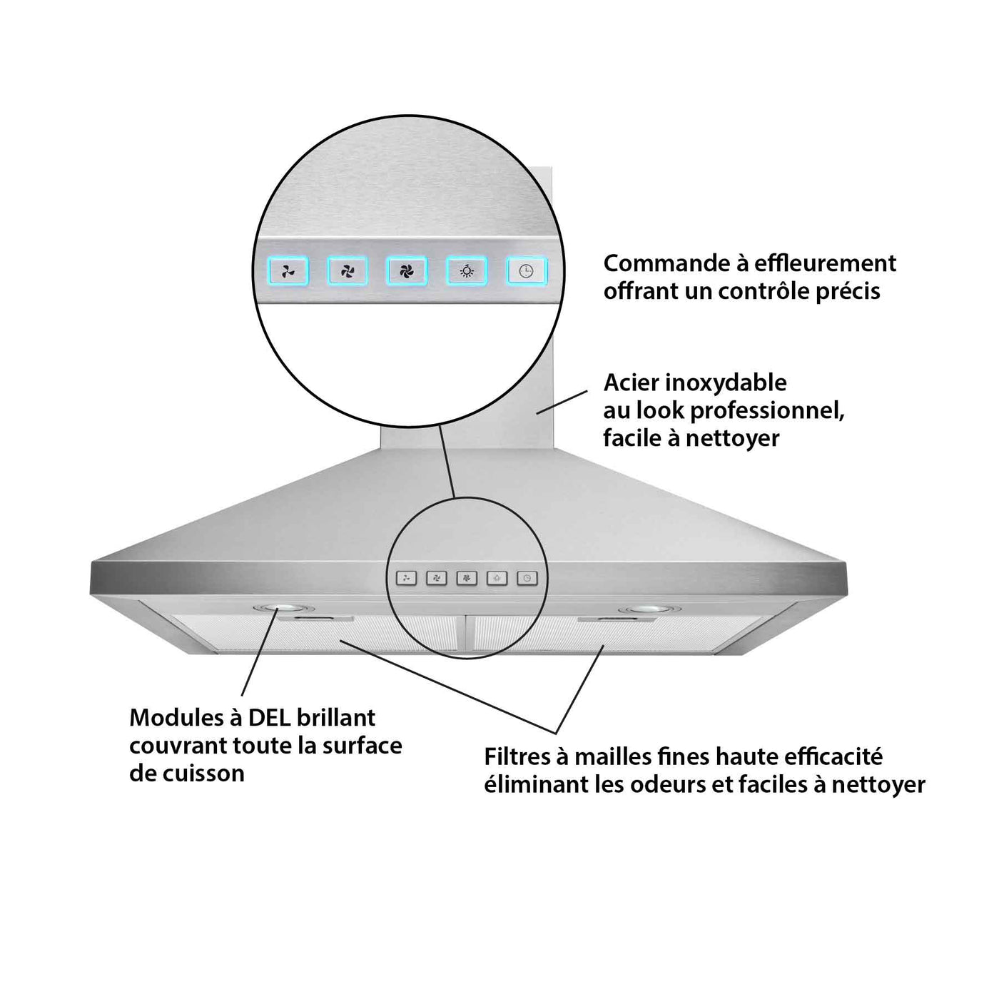 Broan Stainless Steel 24" 450 CFM Designer Pyramidal Chimney Hood - BWP1244SS