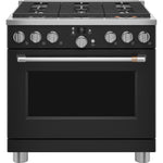 Café Matte Black 36" Commercial-Style 6-Burner Dual-Fuel Smart Range with Air Fry (5.75 Cu.Ft) - C2Y366P3TD1