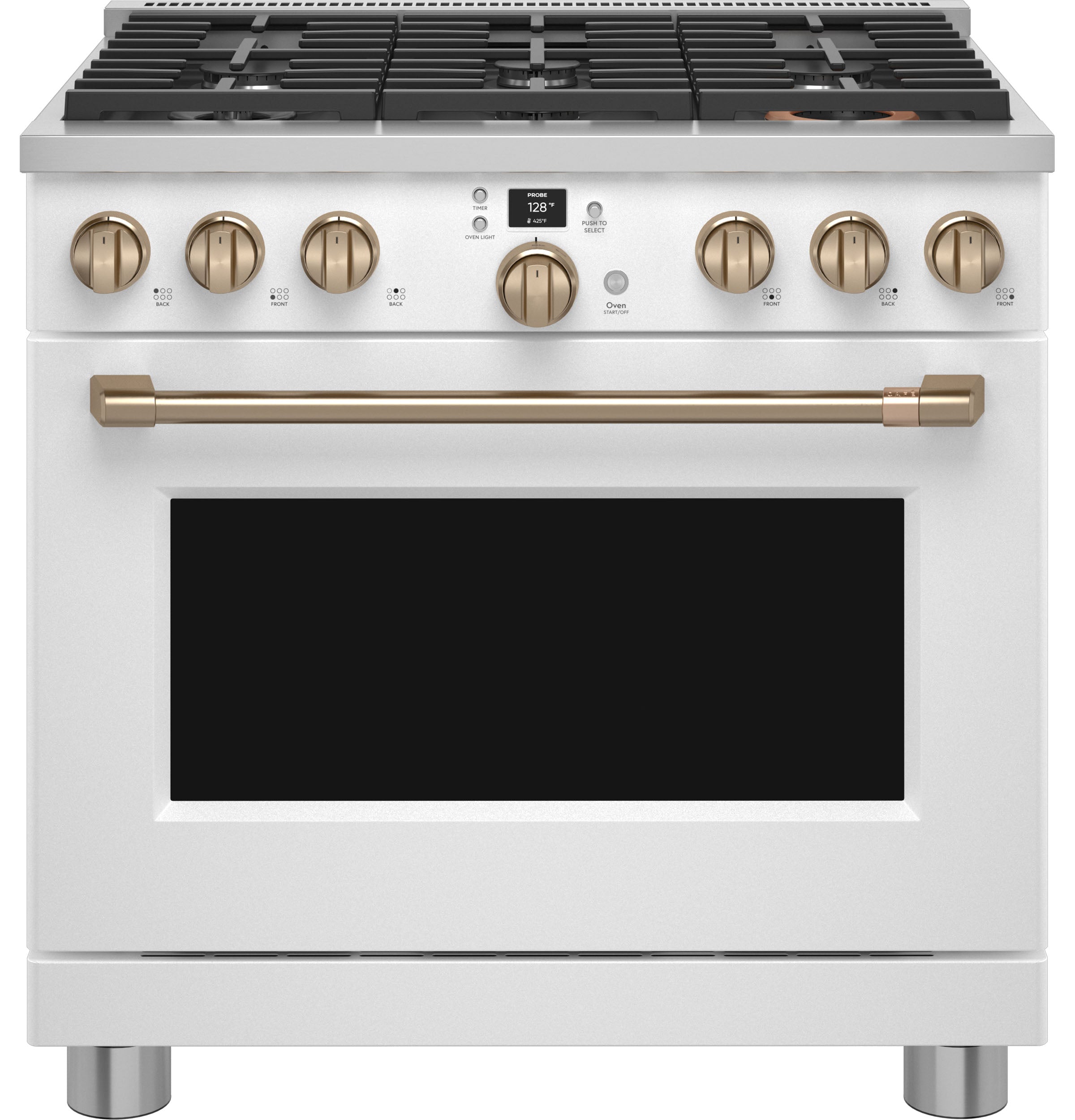 Café Matte White 36" Commercial-Style 6-Burner Dual-Fuel Smart Range with Air Fry (5.75 Cu.Ft) - C2Y366P4TW2