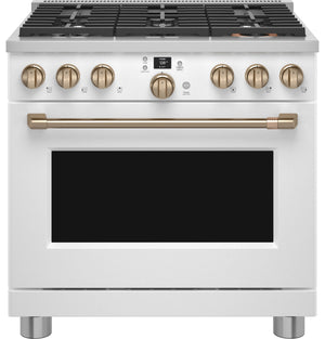 Café Matte White 36" Commercial-Style 6-Burner Dual-Fuel Smart Range with Air Fry (5.75 Cu.Ft) - C2Y366P4TW2