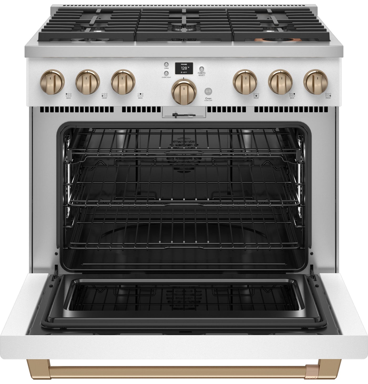 Café Matte White 36" Commercial-Style 6-Burner Dual-Fuel Smart Range with Air Fry (5.75 Cu.Ft) - C2Y366P4TW2