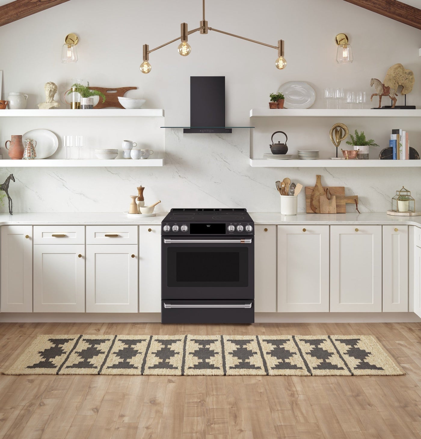 GE Café Matte Black 30" Electric Range with Built-in WiFi and No-Preheat Air Fry (5.7 Cu. Ft) - CCES700P3MD1