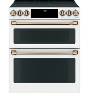 Café™ Matte White 30" Slide-In Front Control Radiant and Convection Double Oven Range with Air Fry (6.7 Cu.Ft) - CCES750P4MW2