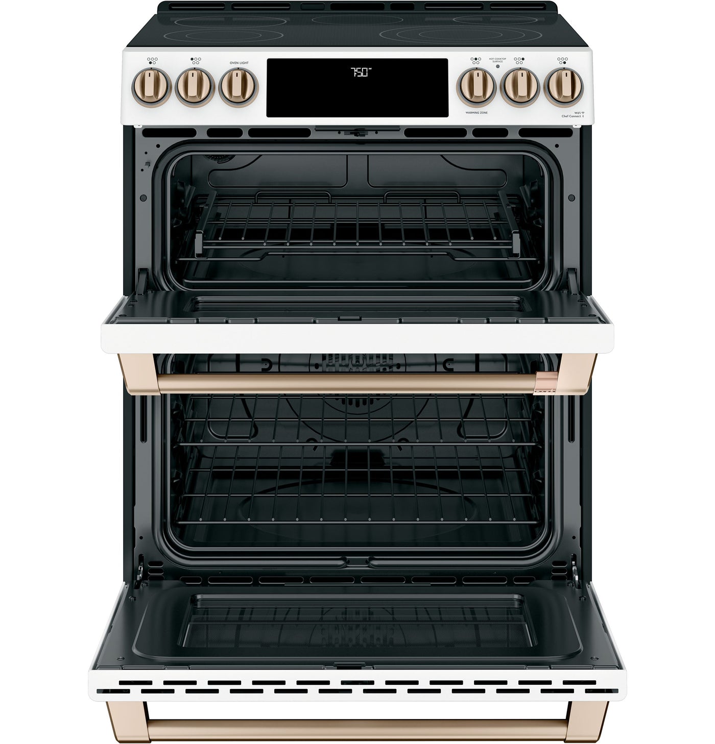Café™ Matte White 30" Slide-In Front Control Radiant and Convection Double Oven Range with Air Fry (6.7 Cu.Ft) - CCES750P4MW2