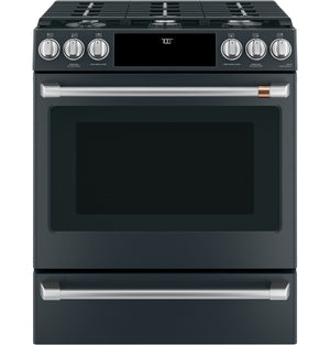 Café™ Matte Black 30" Slide-In Front Control Gas Oven with Convection Range and Air Fry (5.6 Cu.Ft) - CCGS700P3MD1