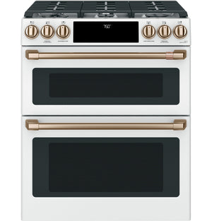 Café™ Matte White 30" Slide-In Gas Double Oven with Convection Range and Air Fry (6.7 Cu.Ft) - CCGS750P4MW2