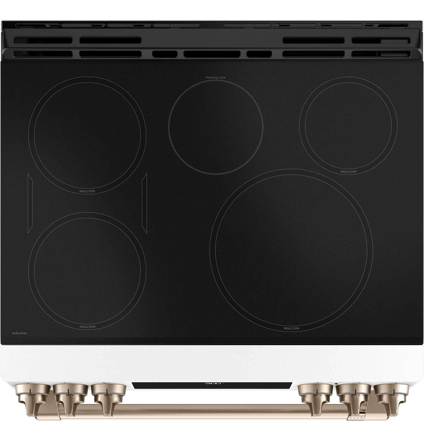 Café™ Matte White 30'' Slide-In Front Control Induction and Convection Range with Warming Drawer (5.7 Cu.Ft) - CCHS900P4MW2
