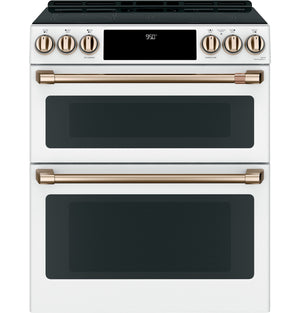 Café™ Matte White 30" Slide-In Front Control Induction and Convection Double Oven Range (7.0 Cu.Ft) - CCHS950P4MW2