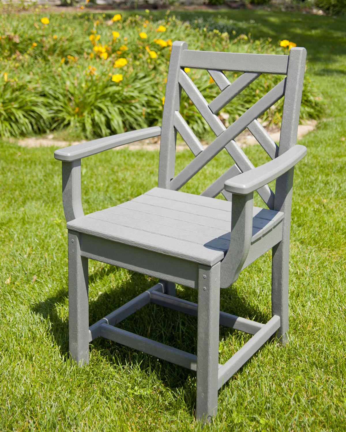 POLYWOOD® Chippendale Dining Arm Chair - Slate Grey
