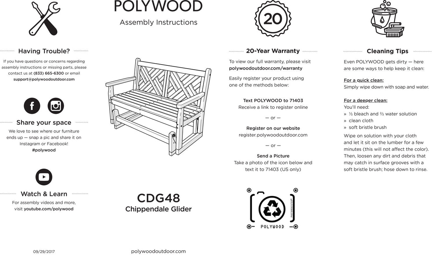 POLYWOOD® Chippendale Glider - Slate Grey