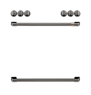 Café™ Brushed Black Front Control Electric Knobs and Handles Set - CXFCEHKPMBT