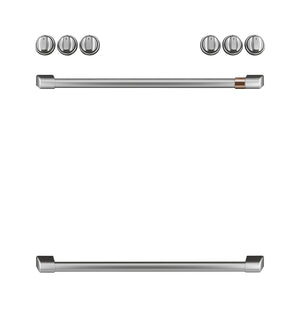 Café™ Brushed Stainless Front Control Gas Knobs and Handles Set- CXFCGHKPMSS