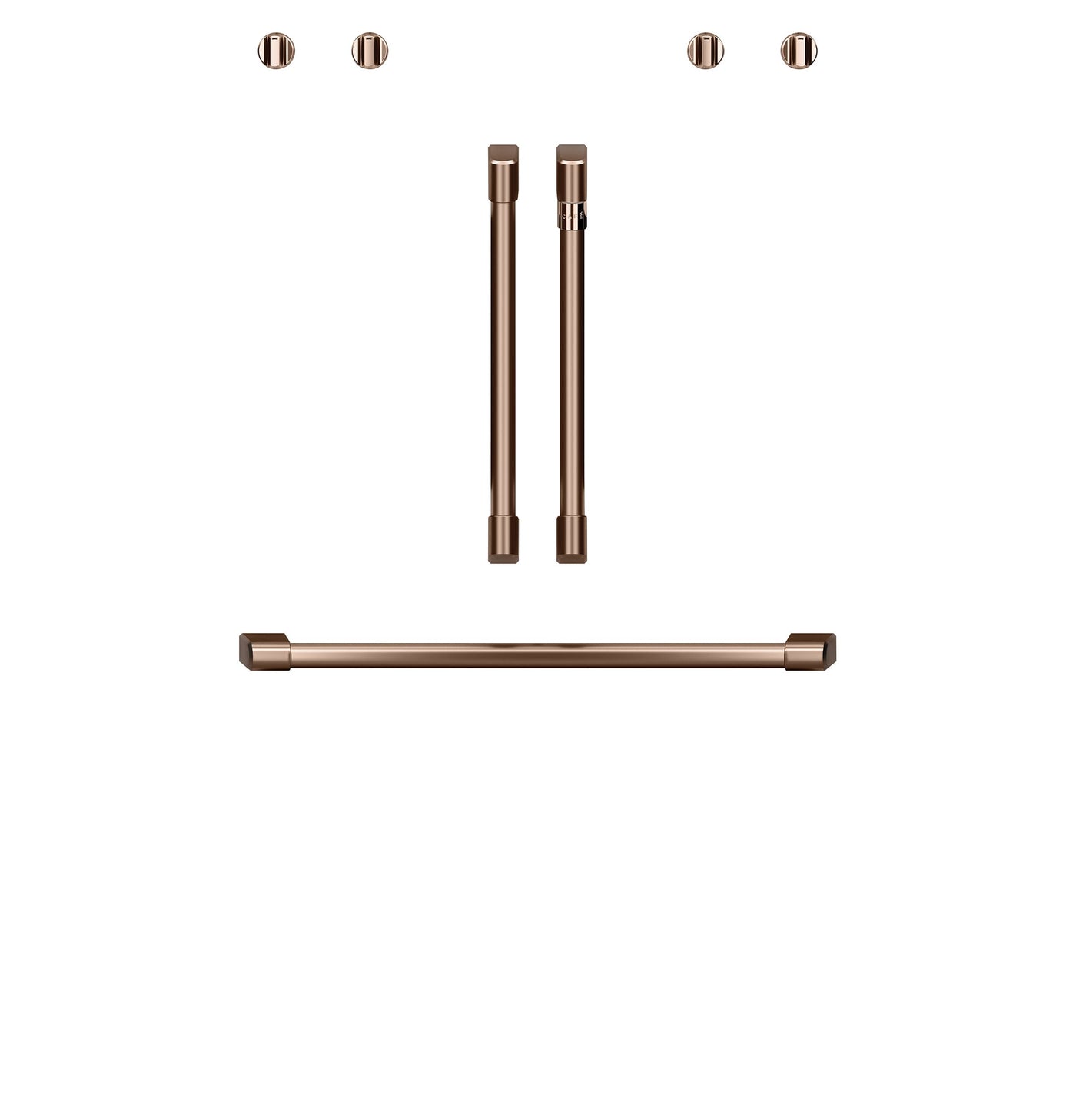 Café™ Brushed Copper 2Pcs. French-Door Handles; 1Pc. 30" Handle; 4Pcs. Knobs Set - CXWDFHKPMCU