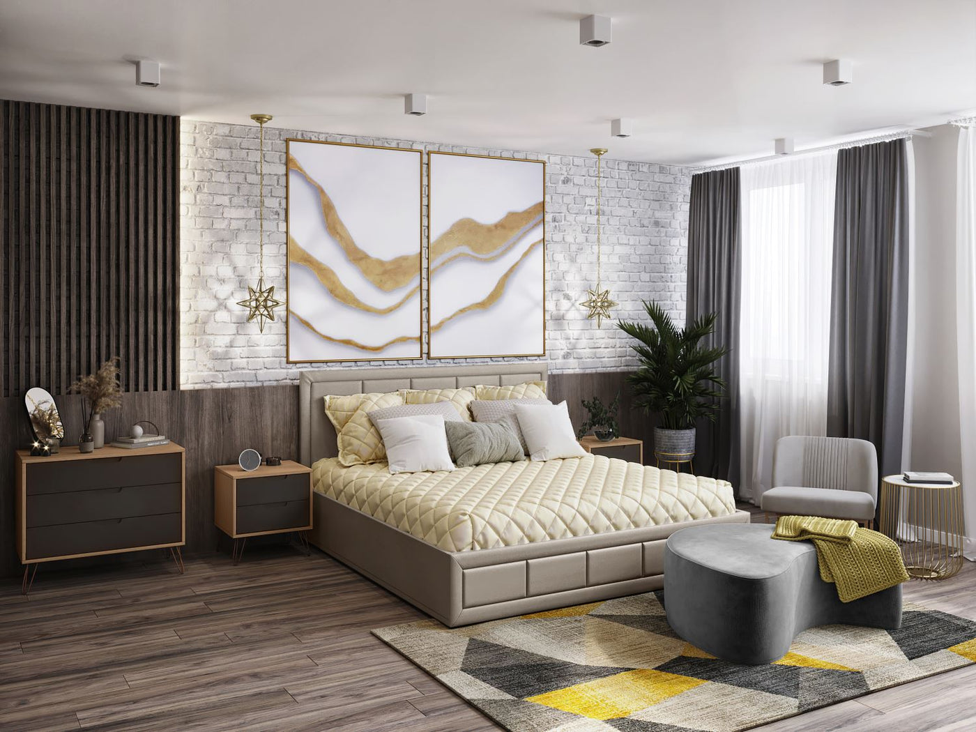 Nuuk II Night Table - Nature/Textured Grey