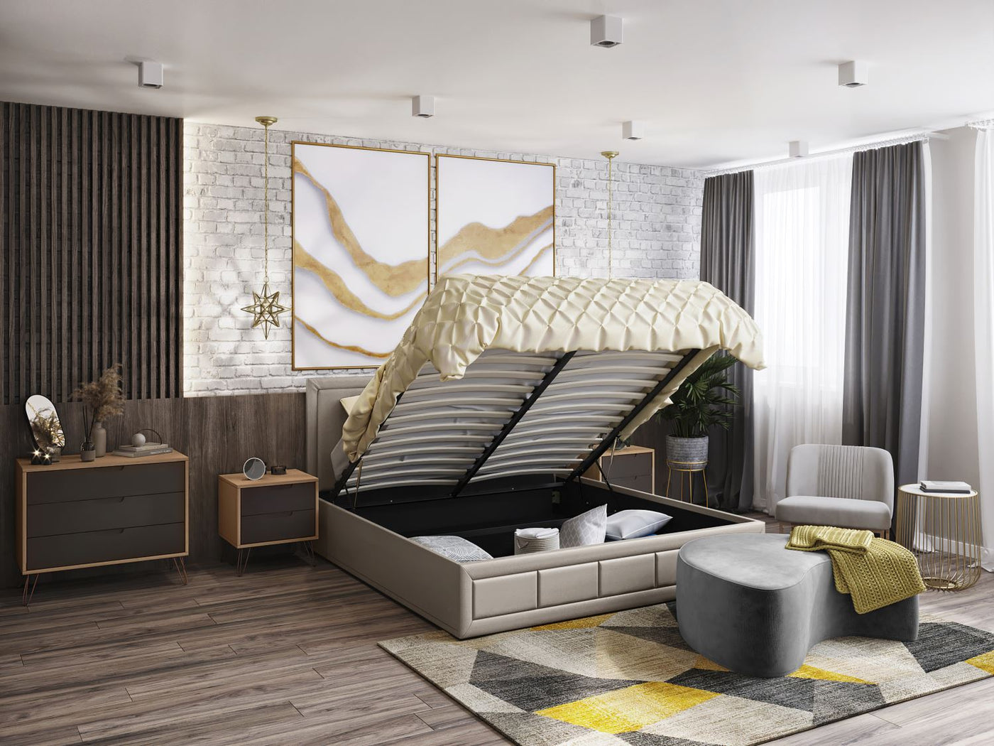 Nuuk II Night Table - Nature/Textured Grey