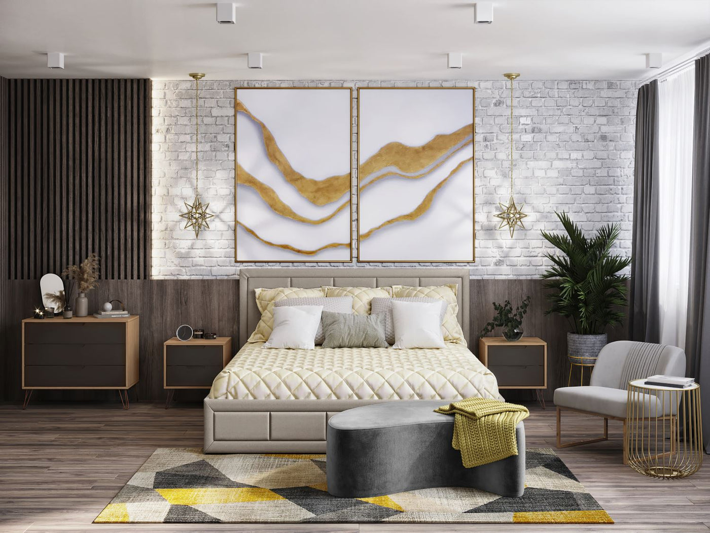 Nuuk II Night Table - Nature/Textured Grey