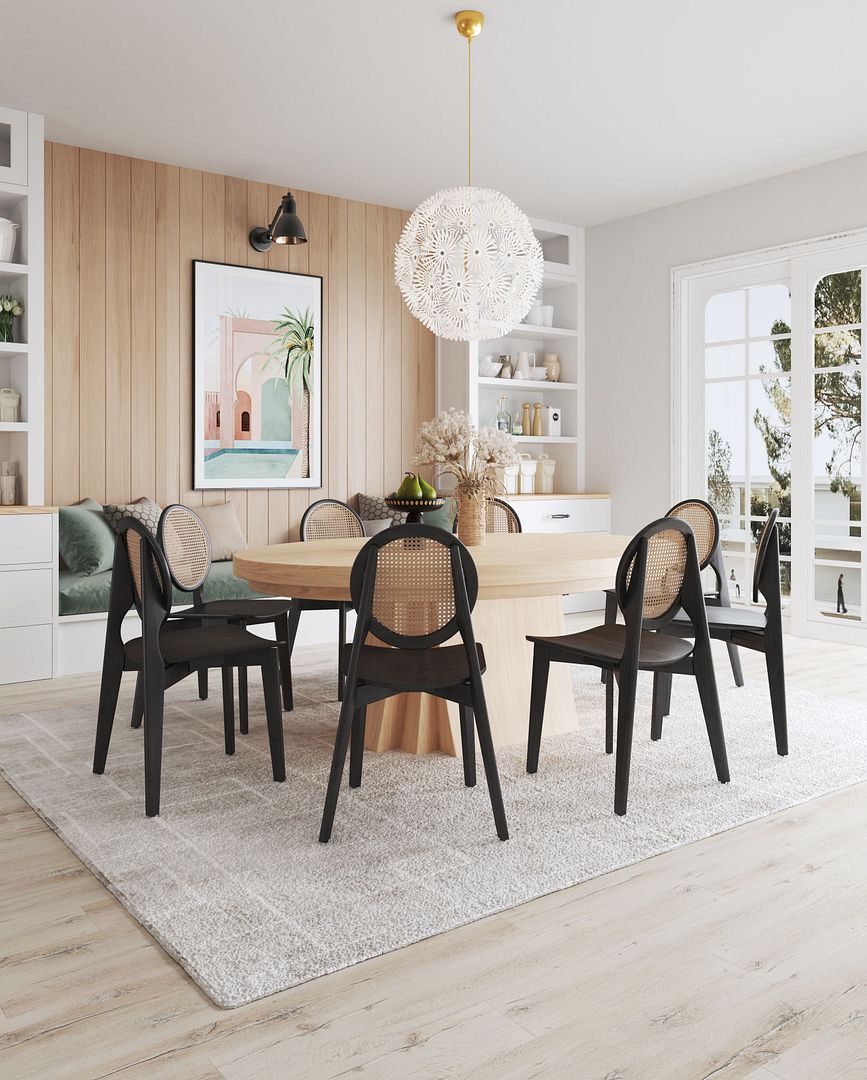Koldby Round Dining Chair - Black/Natural Cane - Set of 2