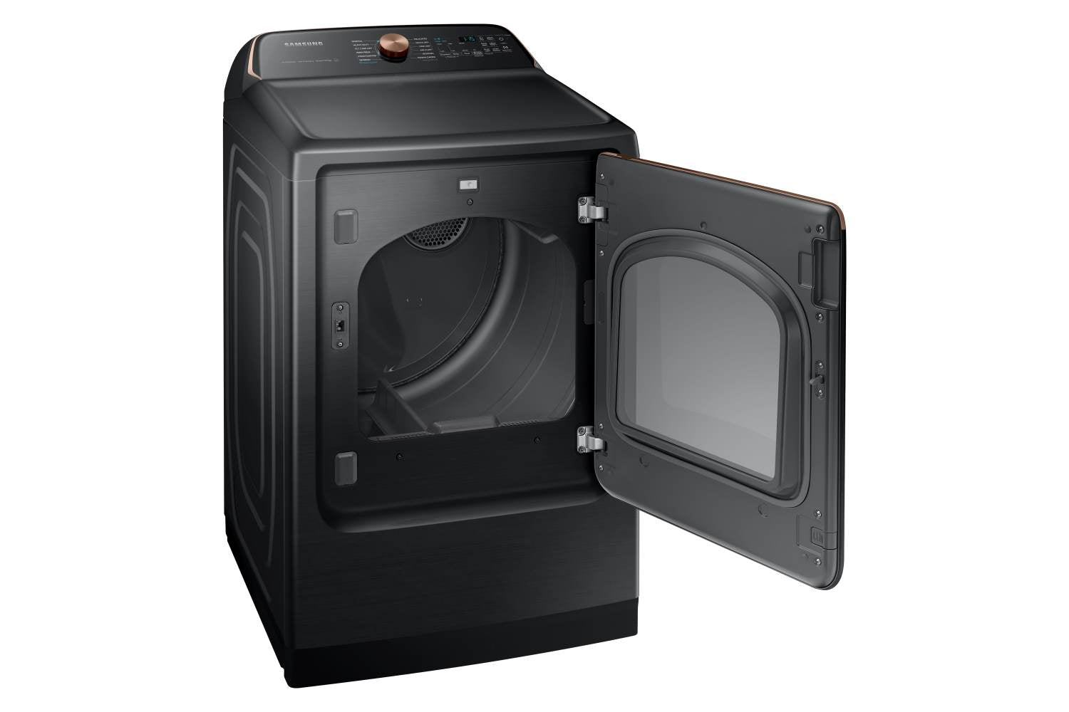 Samsung Black Stainless Ultra Capacity Top Load Washer (6.2cu.ft) & Smart Electric Dryer with Pet Care (7.4cu.ft) - WA54CG7550AVA4/DVE54CG7550VAC