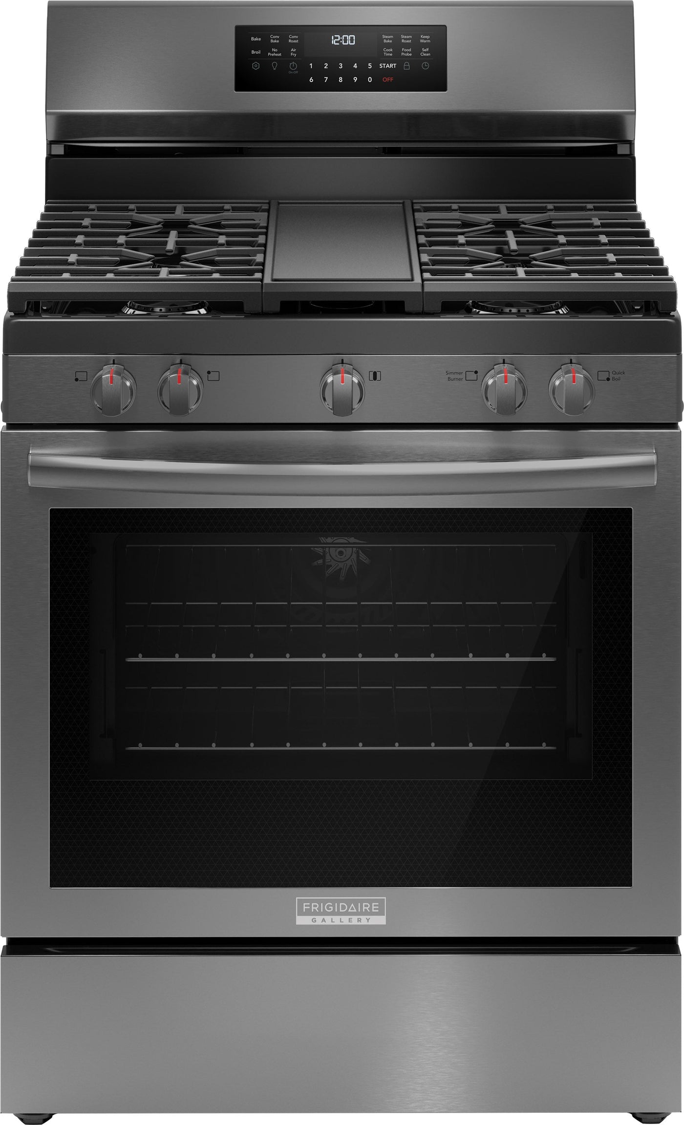 Frigidaire Gallery Smudge-Proof® Black Stainless Steel 30" Rear Control Gas Range (5.1 Cu. Ft) - GCRG3060BD