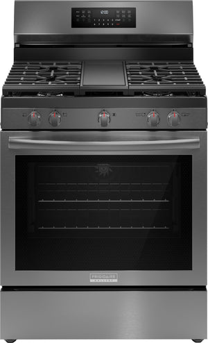 Frigidaire Gallery Smudge-Proof® Black Stainless Steel 30" Rear Control Gas Range (5.1 Cu. Ft) - GCRG3060BD