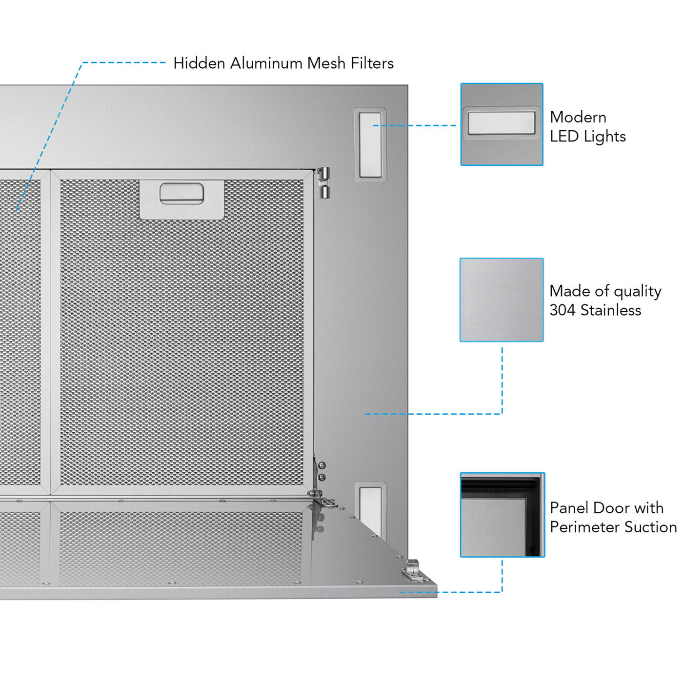 VICTORY Stainless Steel 900 CFM Flush Ceiling Range Hood - Horizon