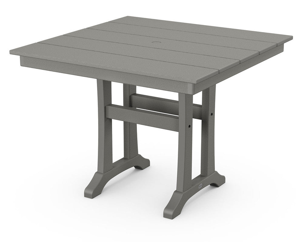POLYWOOD® Farmhouse Trestle 37" Dining Table - Slate Grey