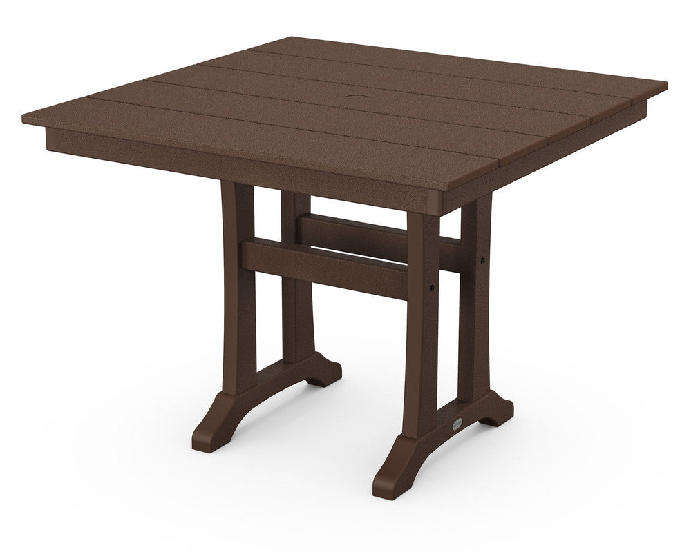 POLYWOOD® Farmhouse Trestle 37" Dining Table - Mahogany
