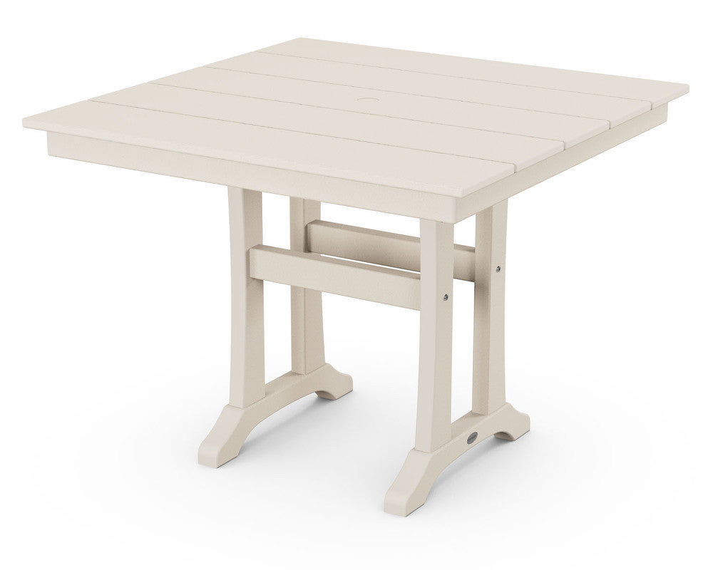 POLYWOOD® Farmhouse Trestle 37" Dining Table - Sand