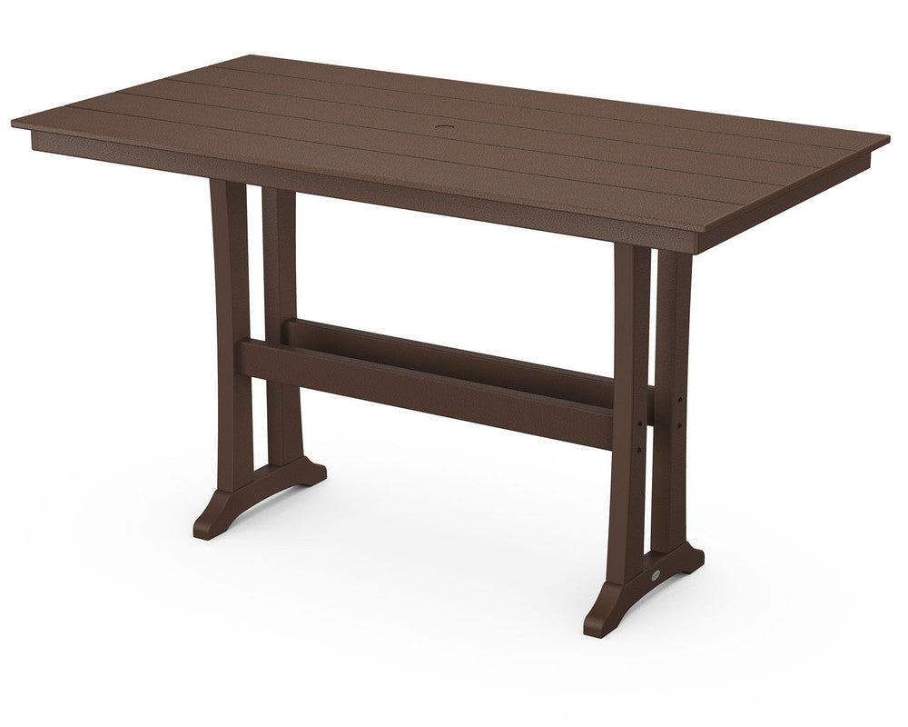 POLYWOOD® Farmhouse Trestle 37" x 72" Dining Table - Mahogany
