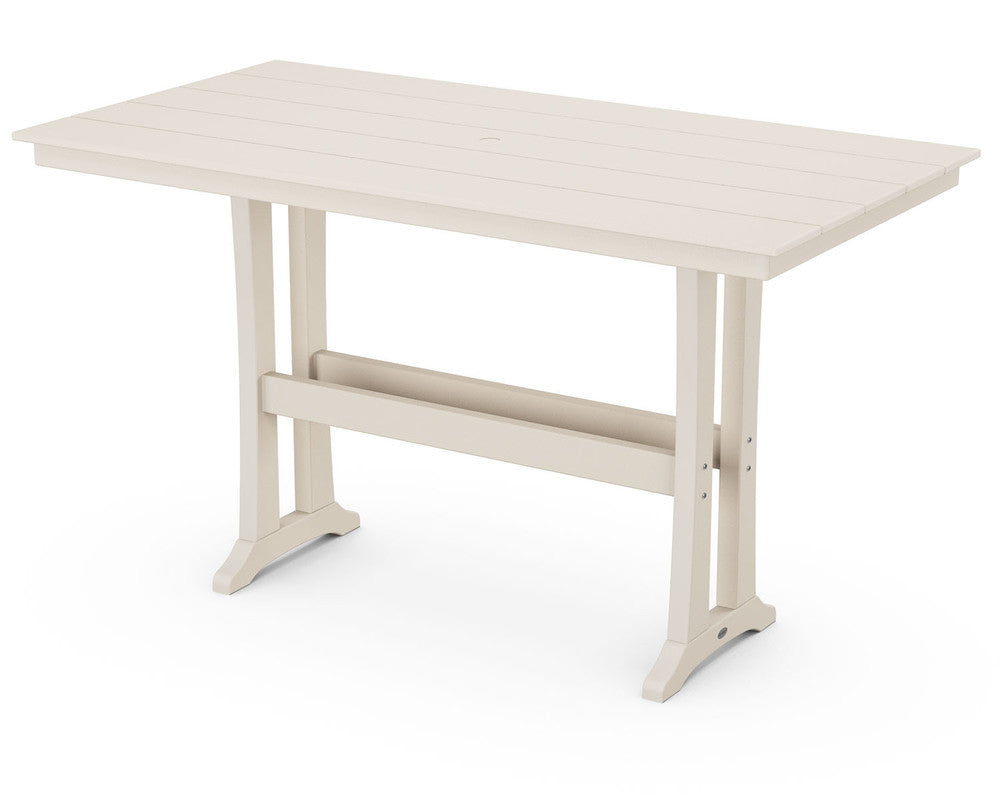 POLYWOOD® Farmhouse Trestle 37" x 72" Dining Table - Sand