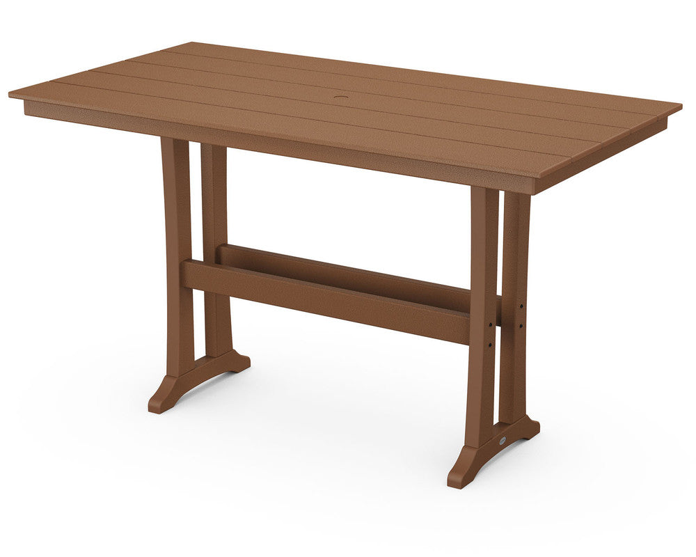 POLYWOOD® Farmhouse Trestle 37" x 72" Dining Table - Teak