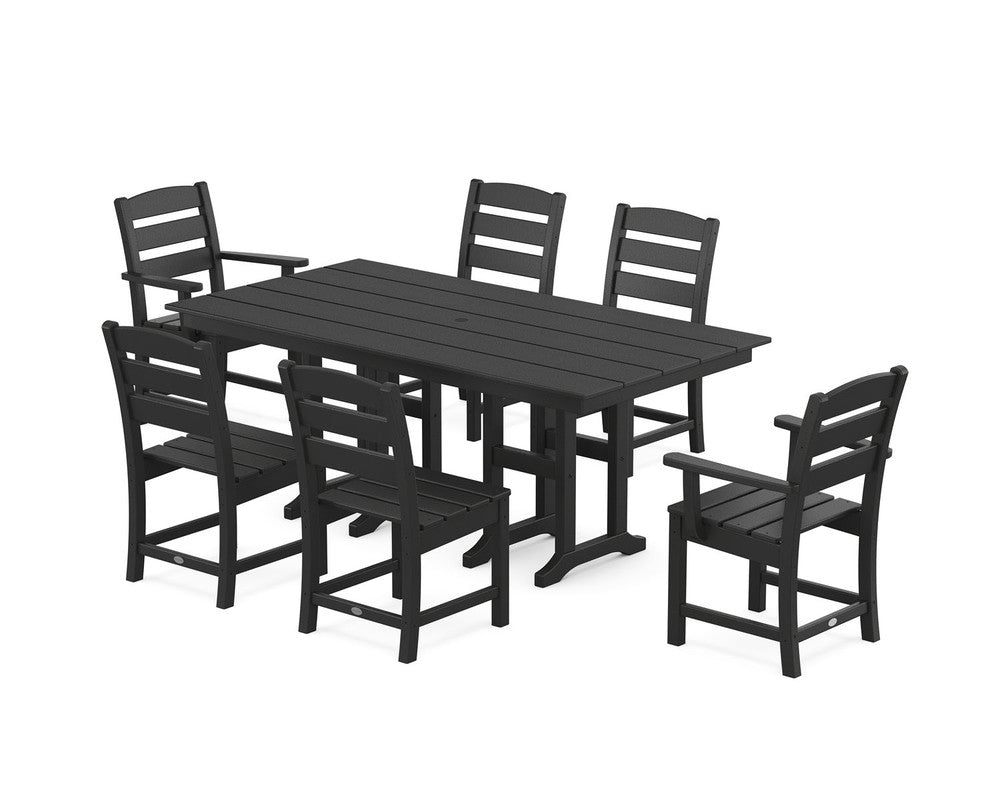 POLYWOOD® Lakeside 7-Piece Farmhouse Dining Set - Black
