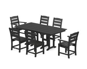POLYWOOD® Lakeside 7-Piece Farmhouse Dining Set - Black