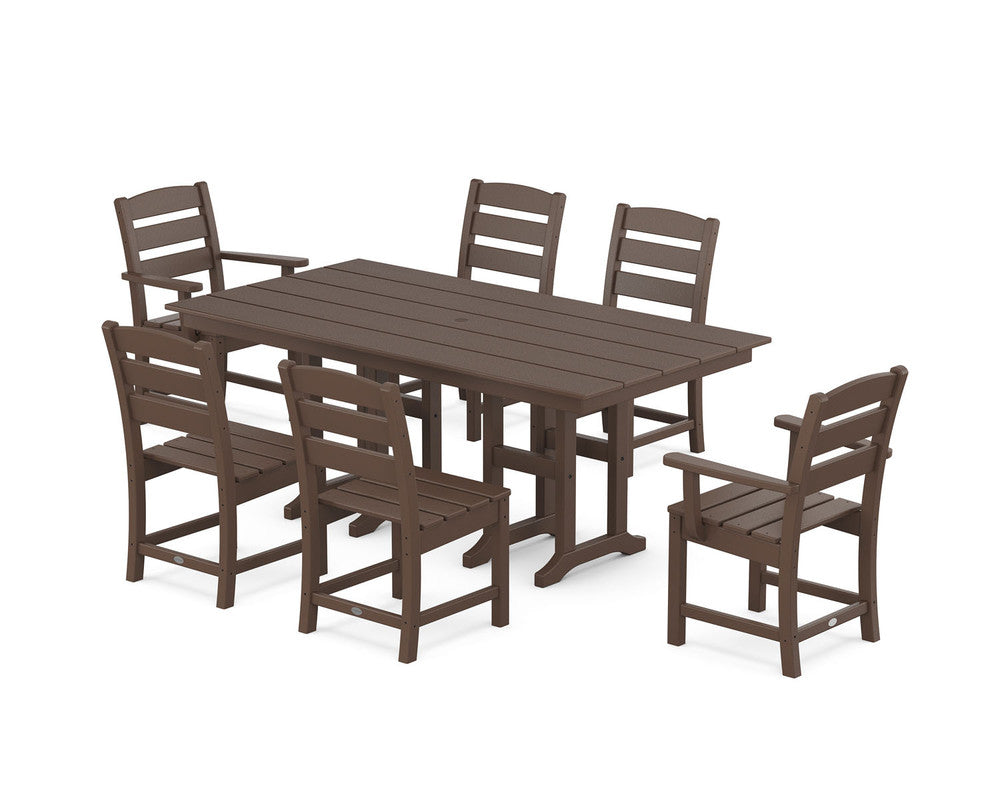 POLYWOOD® Lakeside 7-Piece Farmhouse Dining Set - Mahogany