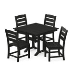 POLYWOOD® Lakeside 5-Piece Farmhouse Trestle Side Chair Dining Set - Black