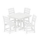POLYWOOD® Lakeside 5-Piece Farmhouse Trestle Side Chair Dining Set - White