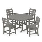 POLYWOOD® Lakeside 5-Piece Round Farmhouse Dining Set - Slate Grey