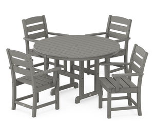POLYWOOD® Lakeside 5-Piece Round Farmhouse Dining Set - Slate Grey