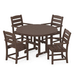 POLYWOOD® Lakeside 5-Piece Round Farmhouse Dining Set - Mahogany