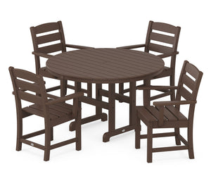 POLYWOOD® Lakeside 5-Piece Round Farmhouse Dining Set - Mahogany