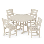 POLYWOOD® Lakeside 5-Piece Round Farmhouse Dining Set - Sand