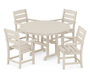 POLYWOOD® Lakeside 5-Piece Round Farmhouse Dining Set - Sand